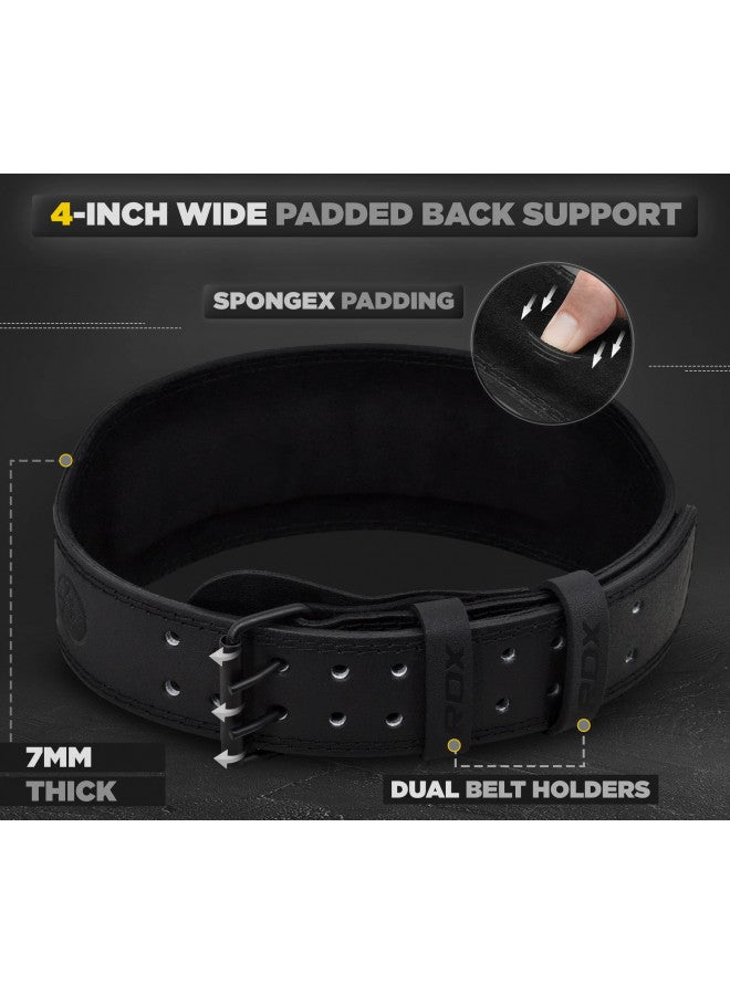 Rdx RDX Weight Lifting Belt Gym Fitness, Cowhide Leather, 4 6 Padded Lumbar Back Support, 10 Adjustable Holes, Weightlifting Powerlifting Bodybuilding Deadlift Squat Workout Strength Training, Men Women - Image 3