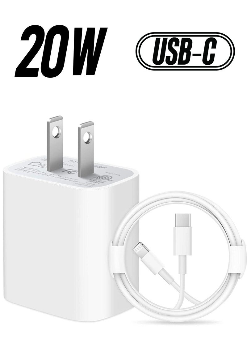 Generic - iPhone 14 Fast Charger [Apple MFi Certified ] Apple Fast Charging Block 20W PD USB-C Wall Charger 6FT USB C to Lightning Cables Compatible with iPhone 14/13/ Plus/12/Pro/11/Pro Max,iPad (White) - Image 1