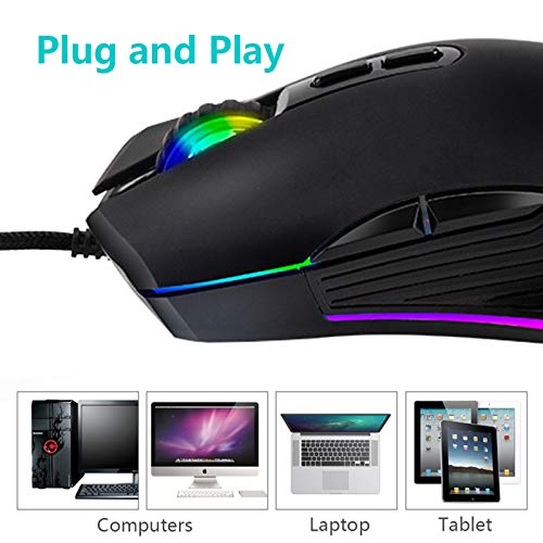 IULONEE Type C Mouse, Wired USB C Mice Gaming Mouse Ergonomic 4 RGB Backlight 3200 DPI Compatible with M@c, Matebook, Chromebook, HP OMEN, Windows PC, Laptop and More USB Type C Devices (Black) - Image 2