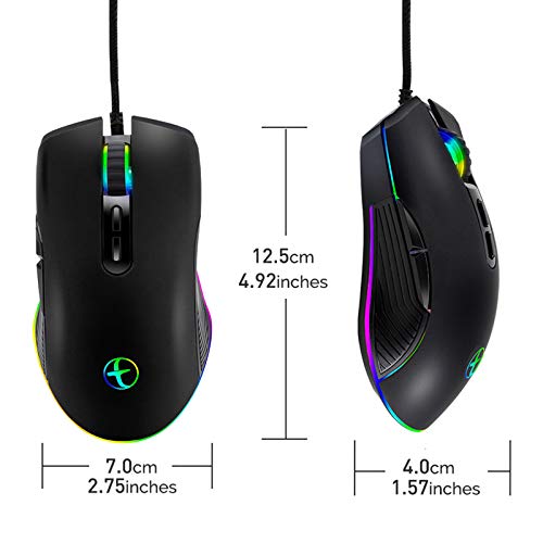 IULONEE Type C Mouse, Wired USB C Mice Gaming Mouse Ergonomic 4 RGB Backlight 3200 DPI Compatible with M@c, Matebook, Chromebook, HP OMEN, Windows PC, Laptop and More USB Type C Devices (Black) - Image 3
