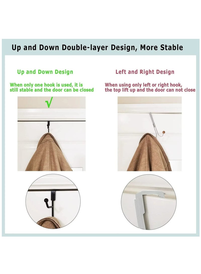 KASTWAVE The Door Hooks Hanger, Suitable for 1.5-1.85" Thick Doors, Sturdy Metal Double Hook Hanger for Hanging Coats, Hats, Robes, Towels, Black 4 Pack - Image 5