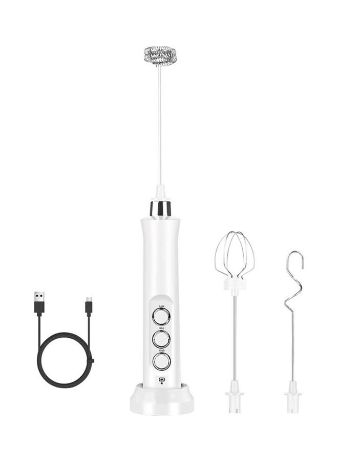 NIBEMINENT Handheld Electric Foam Maker And Whisk Set White/Silver - Image 1