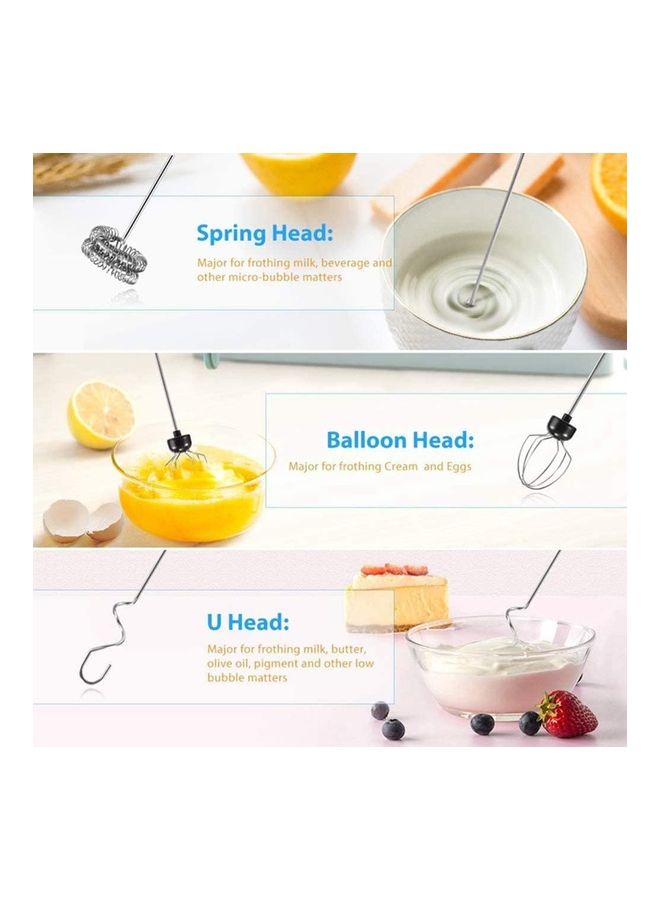 NIBEMINENT Handheld Electric Foam Maker And Whisk Set White/Silver - Image 2