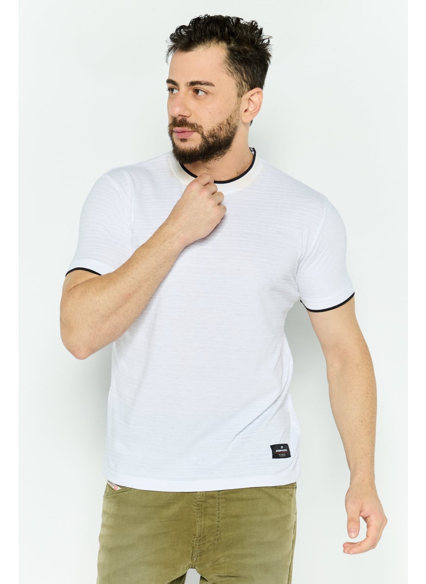 Modern Culture Men Crew Neck Short Sleeves Brand Logo T-Shirt, White  - Image 1