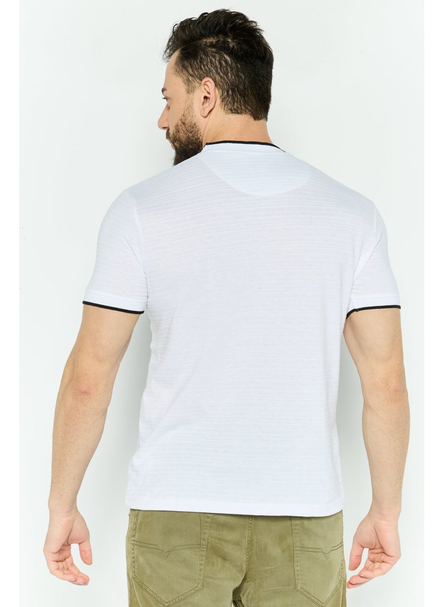 Modern Culture Men Crew Neck Short Sleeves Brand Logo T-Shirt, White  - Image 4