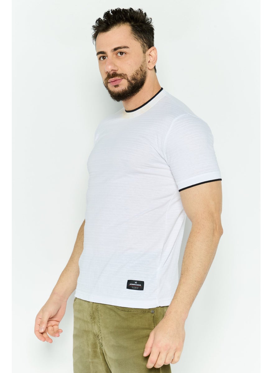 Modern Culture Men Crew Neck Short Sleeves Brand Logo T-Shirt, White  - Image 3