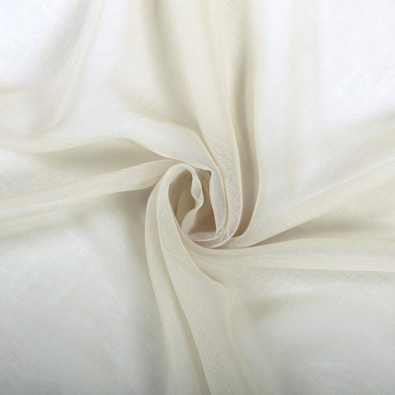 MISS SELECTEX Linen Look Pom Pom Tasseled Sheer Curtains - Rod Pocket Voile Semi-Sheer Curtains for Living and Bedroom  Set of 2 Curtain Panels (52 x 72 inch  Nature) - Image 3