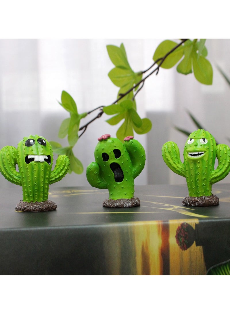 general Garden Cactus Monster Set of Three Small Ornaments Flower Ornaments Succulent Moss Micro Landscape - Image 1