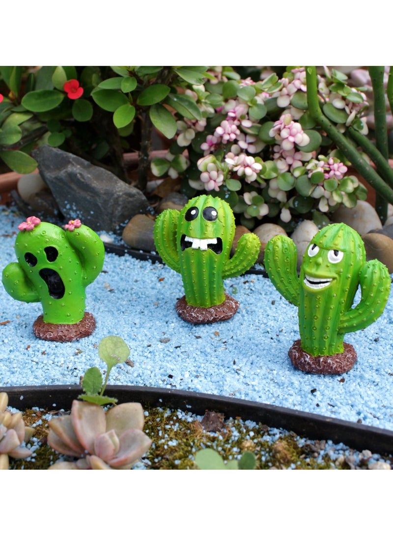 general Garden Cactus Monster Set of Three Small Ornaments Flower Ornaments Succulent Moss Micro Landscape - Image 2