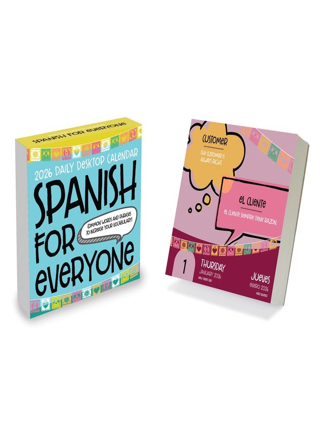 TF Publishing 2026 Spanish Words Daily Desktop Calendar - Home and Office Organization - Small Desk Calendar 2026 with Full-Color Tear-Off Pages and Standing Cardboard Easel - 5.25in x 5.25in - Image 1