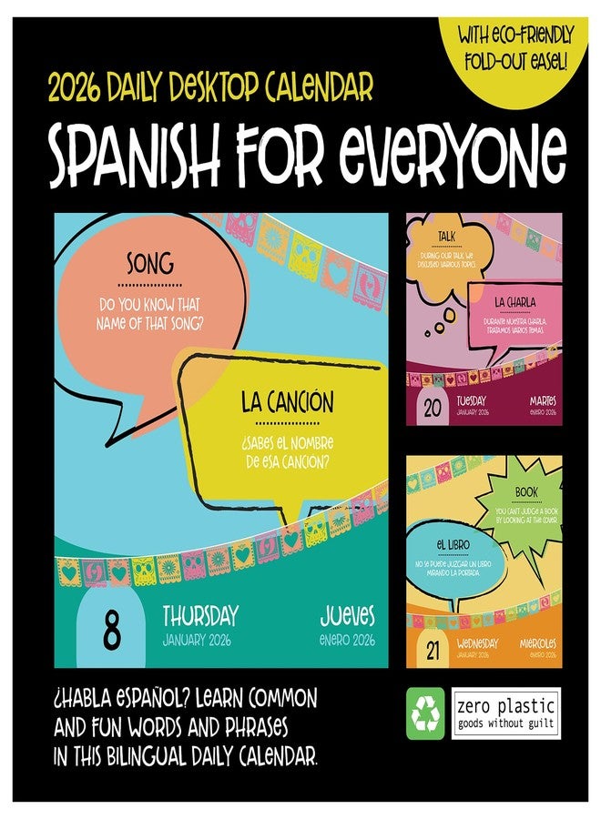 TF Publishing 2026 Spanish Words Daily Desktop Calendar - Home and Office Organization - Small Desk Calendar 2026 with Full-Color Tear-Off Pages and Standing Cardboard Easel - 5.25in x 5.25in - Image 2