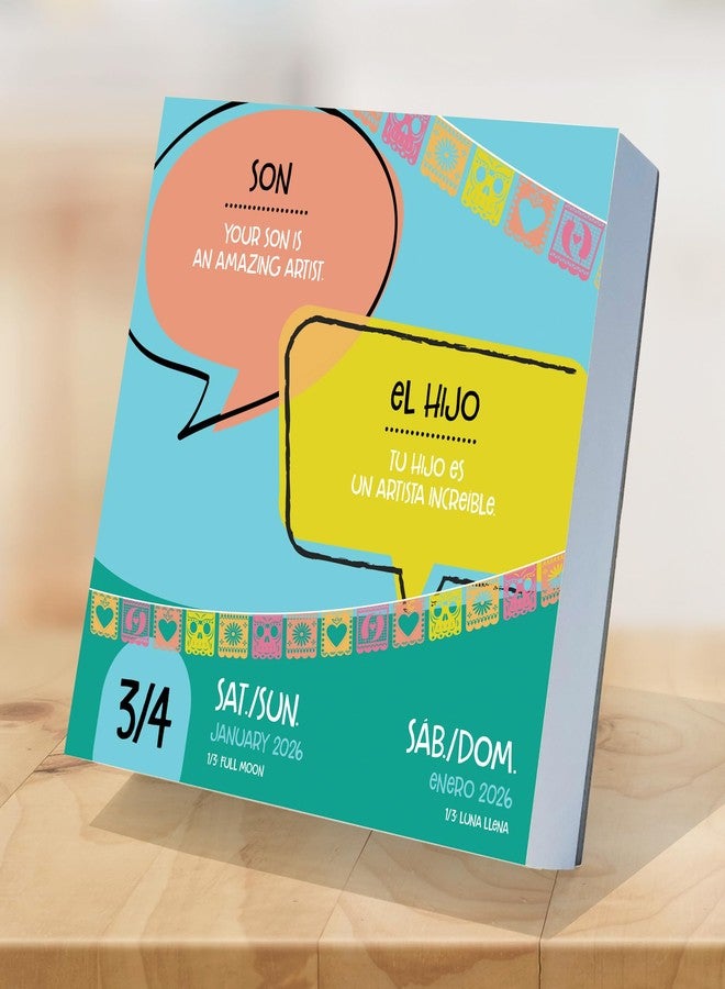 TF Publishing 2026 Spanish Words Daily Desktop Calendar - Home and Office Organization - Small Desk Calendar 2026 with Full-Color Tear-Off Pages and Standing Cardboard Easel - 5.25in x 5.25in - Image 3