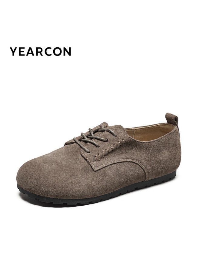 YEARCON Yierkang Single Shoes 25 Spring British Style Small Leather Shoes Women's Thin-soled Loafers Yadan Women's Shoes 49911w Coffee Color Size 37 - Image 3