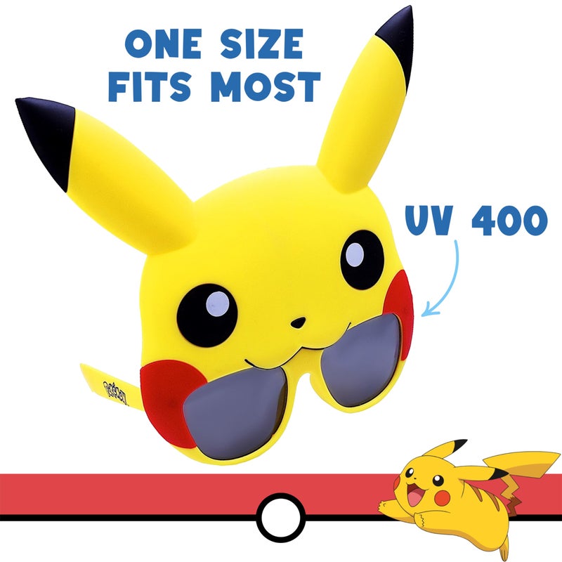 Sun-Staches PokÃ©mon Pikachu Official Sunglasses Costume with UV400 Lenses, Pikachu Yellow Mask, One Size Fits Most - Image 2