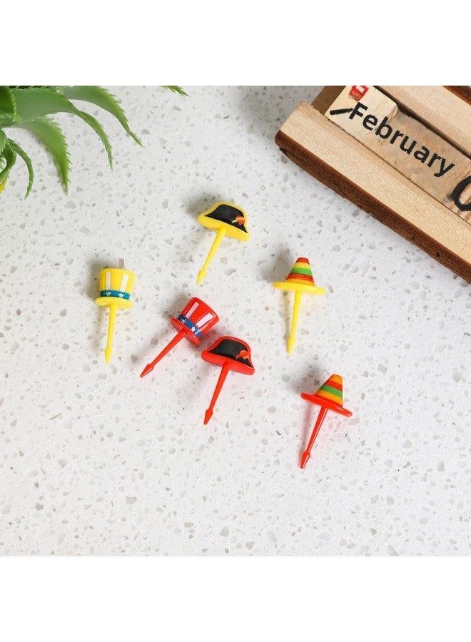 Cartoon Mini Fruit Fork Household Cute Animal Bento Sign Creative Children's Bento Decorative Sign Set-Specifications:6pc Hat Opp Bag  - Image 1