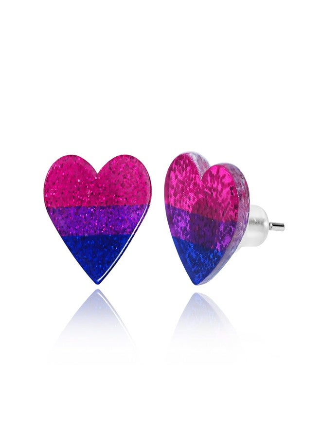 Mintolex LGBTQ+ Rainbow Heart Pride Earrings for Women Men Acrylic LGBT Progress Flag Heart Earrings Tiny Rainbow Pride Jewelry Accessories, Bisexual - Image 1