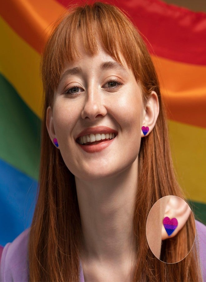 Mintolex LGBTQ+ Rainbow Heart Pride Earrings for Women Men Acrylic LGBT Progress Flag Heart Earrings Tiny Rainbow Pride Jewelry Accessories, Bisexual - Image 2