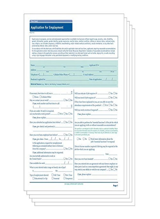 ComplyRight Ohio State-Compliant Employment Application|8 ½"x11 |50 Pack| - Image 1