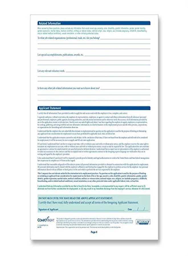 ComplyRight Ohio State-Compliant Employment Application|8 ½"x11 |50 Pack| - Image 4