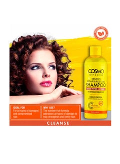 COSMO Cosmo Soft And Shine Keratin Repair And Restore Shampoo 480ml  - Image 2
