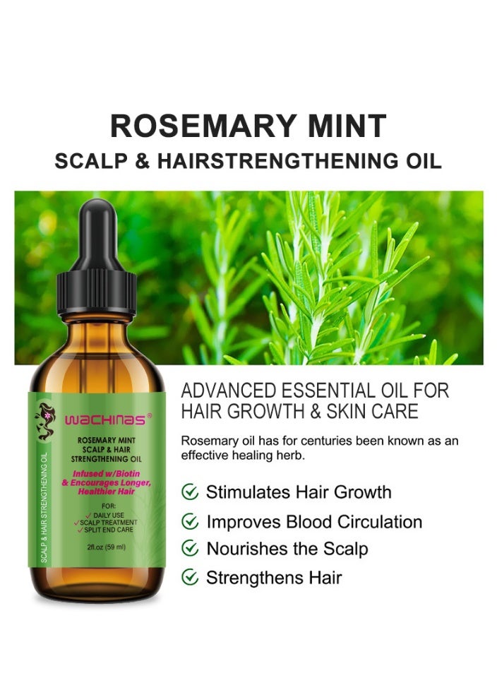 wachinas Rosemary Mint Scalp & Hair Strengthening Oil Infused W/Biotin & Encourages Growth 59ml - Image 5