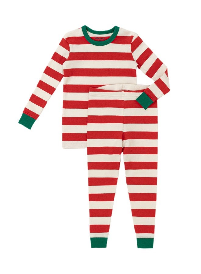 AVAUMA Baby Boys Girls Pajama Set 6M-7T Kids Cute Toddler Christmas Stripe Pattern Design Pjs Cotton Sleepwear (Red/ST.L) - Image 1