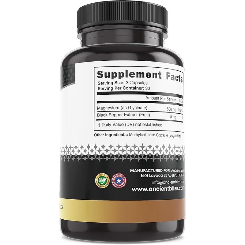 أنشنت_بليس Ancient Bliss Magnesium Glycinate for Muscles & Nerves, Digestive & Immune Support Supplement, Magnesium Supplement for Women & Men (60 Capsules) - Image 5