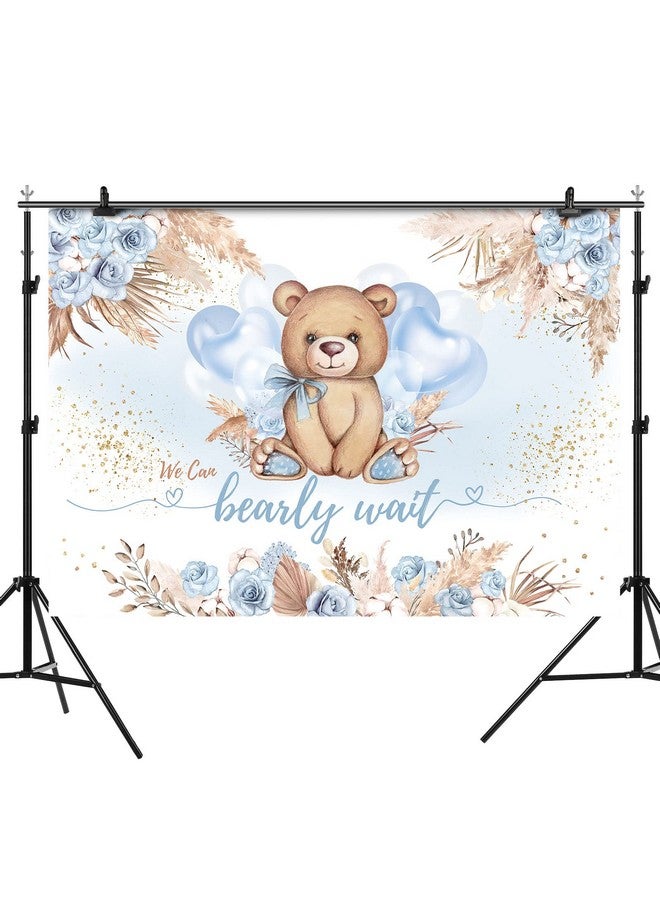 Rsuuinu Boy Bear Baby Shower Backdrop Boho Pampas Blue Flower We Can Bearly Wait Photography Background Balloons Bear Baby Shower Backdrops Party Decorations Banner Supplies Photo Booth Props 7X5Ft - Image 5