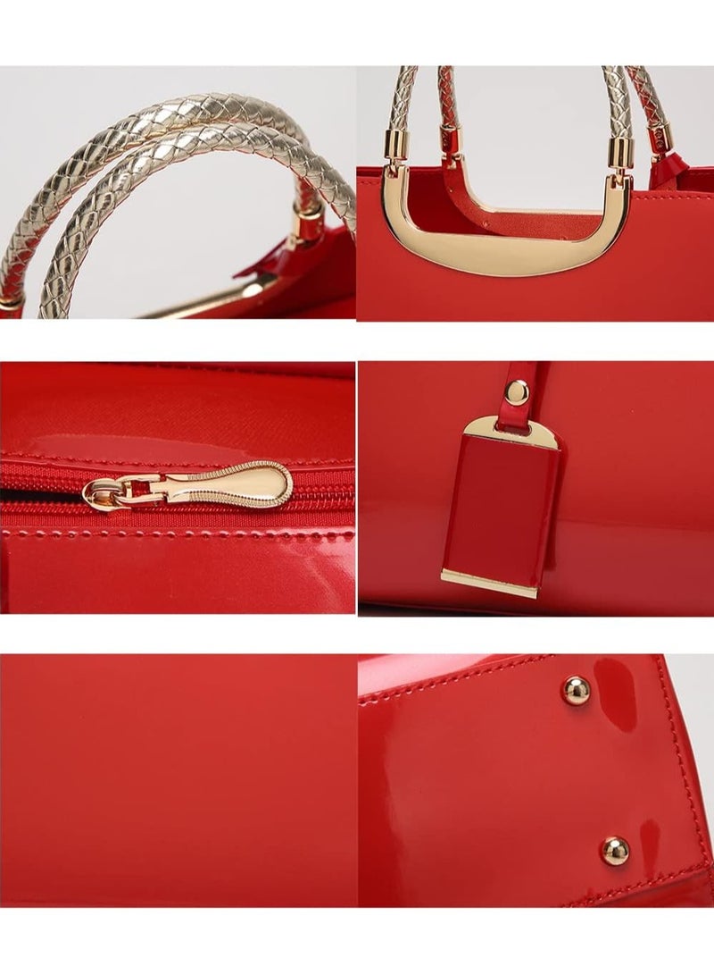 AROAQ Top-handle Handbags Purse Tote for Women Patent PU Satchel Gloss Wedding Shoulder Crossbody Bag - Image 4