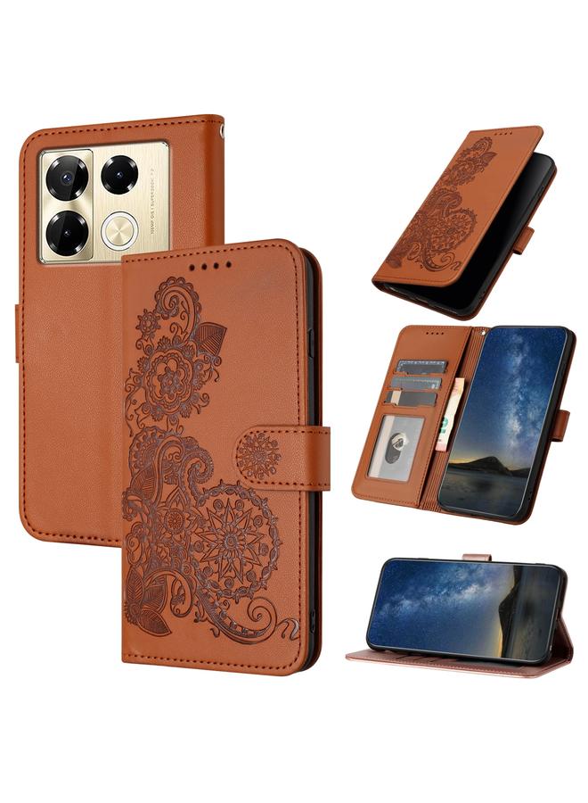 Zaboon Case For Infinix Note 40 Pro 4G / 5G Datura Flower Embossed Flip Leather Phone Case - Image 1