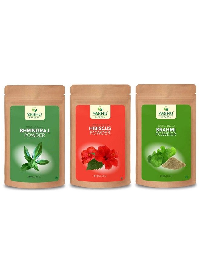 YASHU مسحوق الكركديه العضوي النقي والبهرنجراج والبراهمي لنمو الشعر وتساقط الشعر (300 جرام) - Image 2