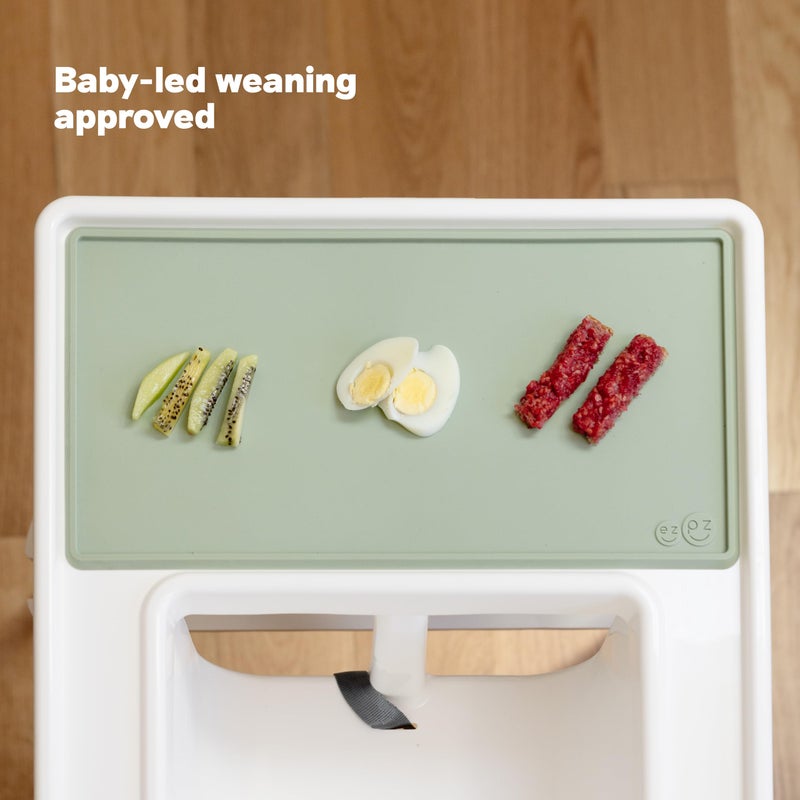 ezpz Tiny Placemat (Blue) - 6 Months+ - Non-Slip, 100% Silicone Placemat for Infants and Toddlers - Fits on Most Highchair Trays - Rolls-Up - Baby Led Weaning Supplies - Image 4