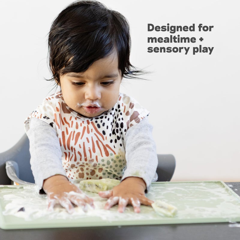 ezpz Tiny Placemat (Blue) - 6 Months+ - Non-Slip, 100% Silicone Placemat for Infants and Toddlers - Fits on Most Highchair Trays - Rolls-Up - Baby Led Weaning Supplies - Image 5