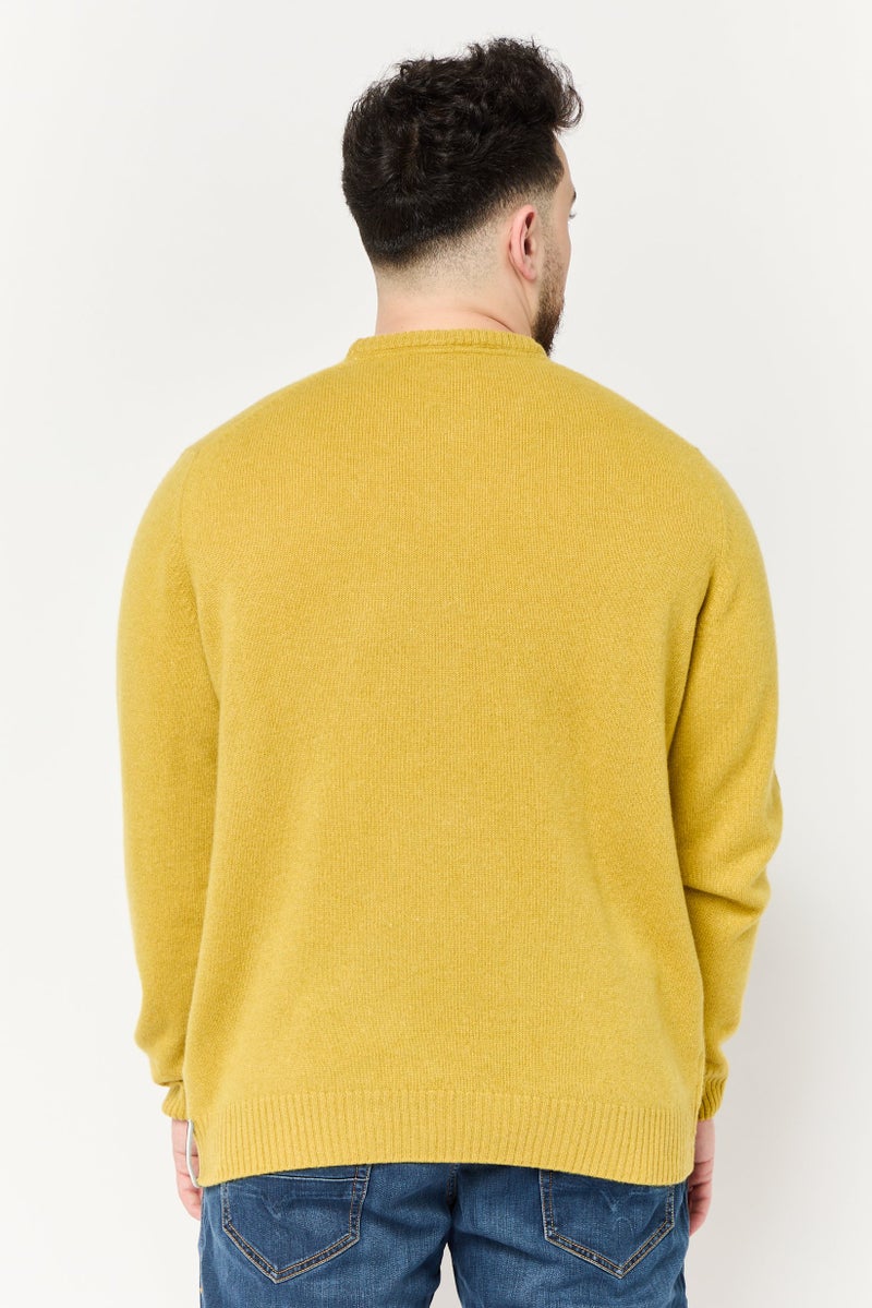 Harmont & Blaine Men Crew Neck Knitted Sweater, Yellow - Image 4