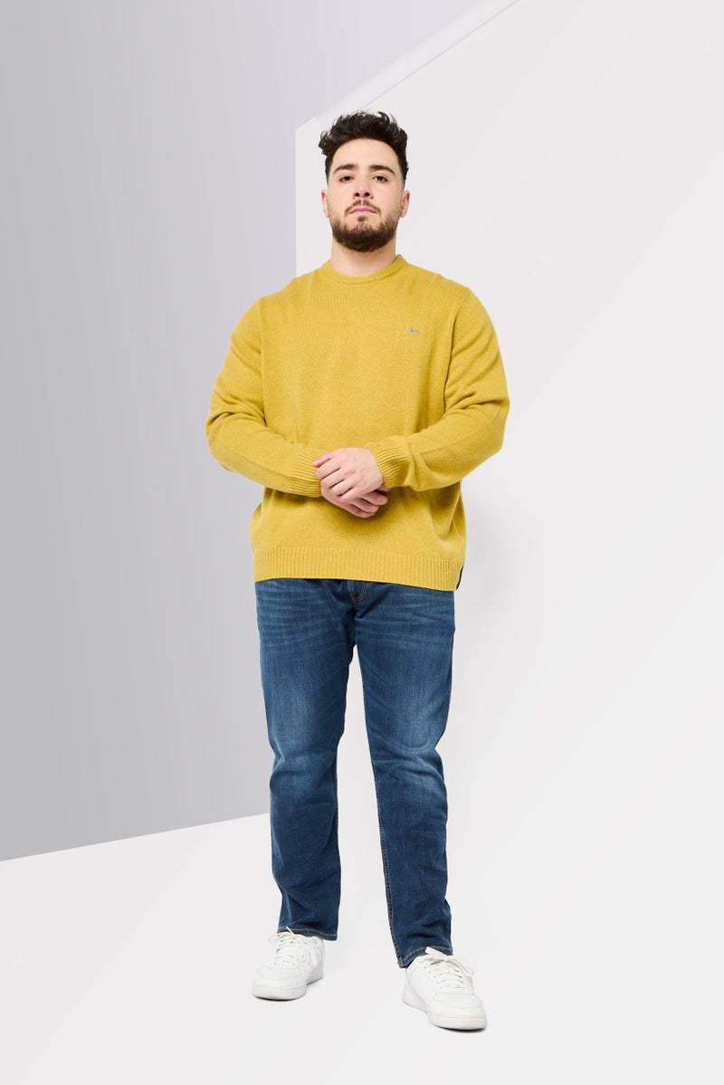 Harmont & Blaine Men Crew Neck Knitted Sweater, Yellow - Image 2