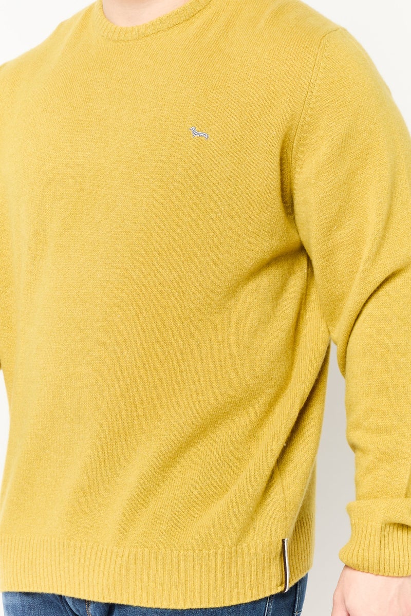 Harmont & Blaine Men Crew Neck Knitted Sweater, Yellow - Image 3