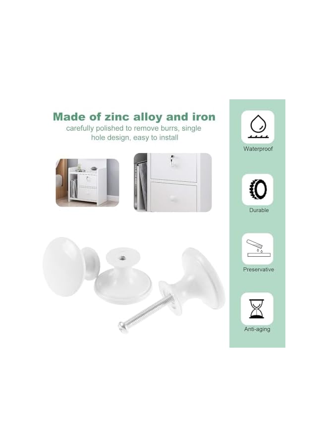 The Bros 20 Pcs Vintage Antique Bronze Knobs Handle Pulls - 30mm Brass Round Knobs for Cabinet Drawer Cupboard Home Office Kitchen Bathroom Furniture (White) - Image 5