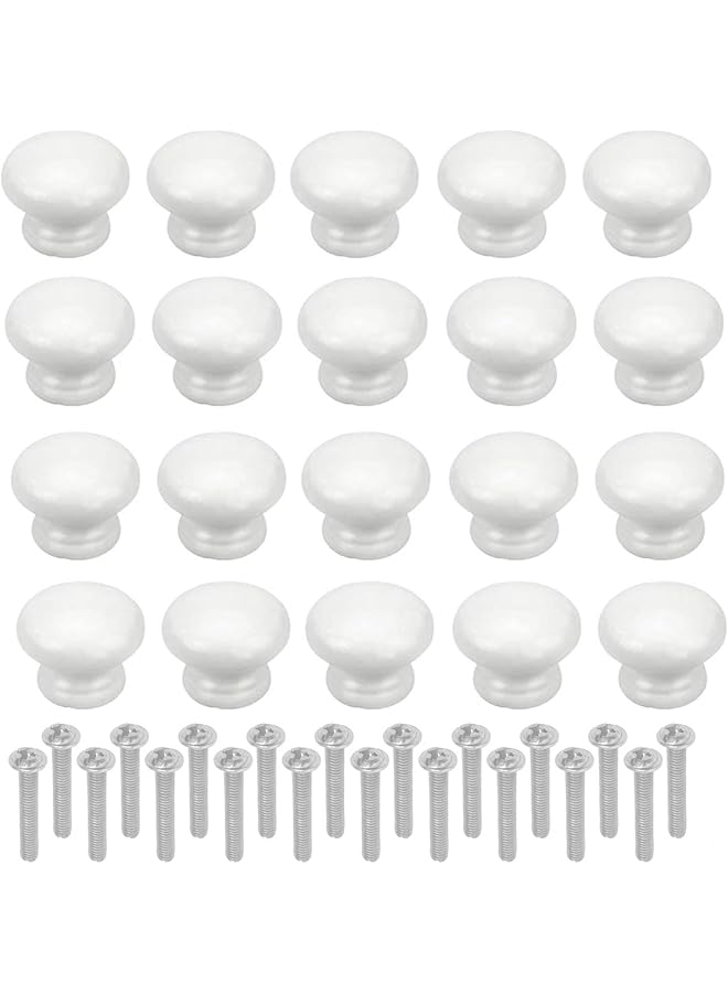 The Bros 20 Pcs Vintage Antique Bronze Knobs Handle Pulls - 30mm Brass Round Knobs for Cabinet Drawer Cupboard Home Office Kitchen Bathroom Furniture (White) - Image 1