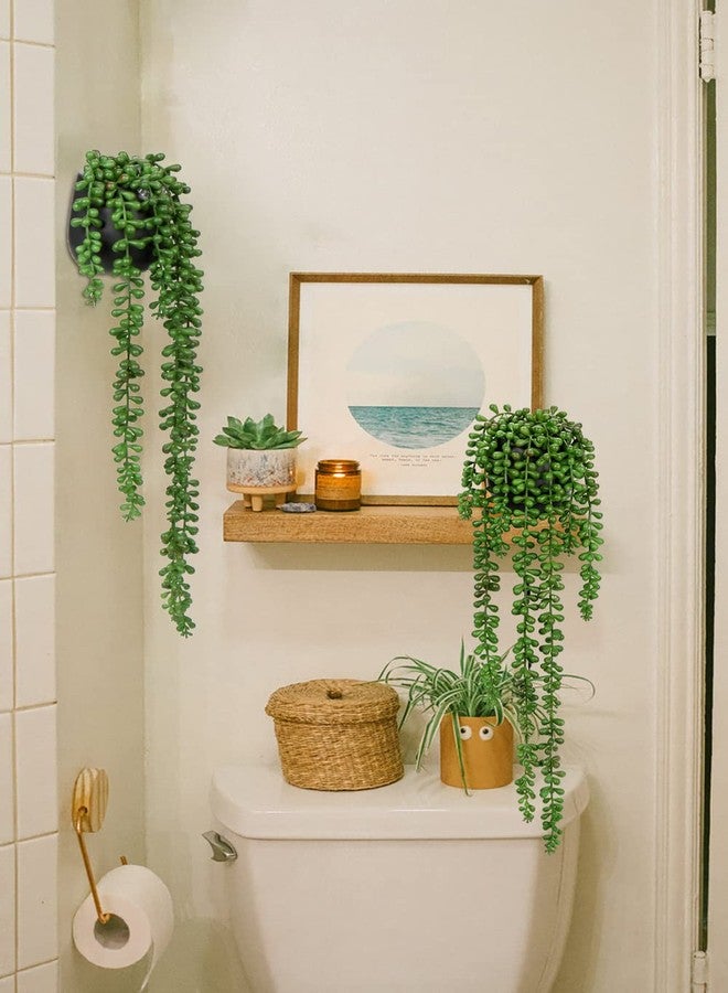 GnFlus Artificial Hanging Plants 2PCS Fake Hanging Plant 21" Long String of Pearls Plants in Black Ceramic Faux Hanging Plant Artificial Decor Home Bedroom Shower Wall Table Shelf - Image 3