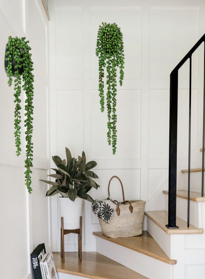GnFlus Artificial Hanging Plants 2PCS Fake Hanging Plant 21" Long String of Pearls Plants in Black Ceramic Faux Hanging Plant Artificial Decor Home Bedroom Shower Wall Table Shelf - Image 5