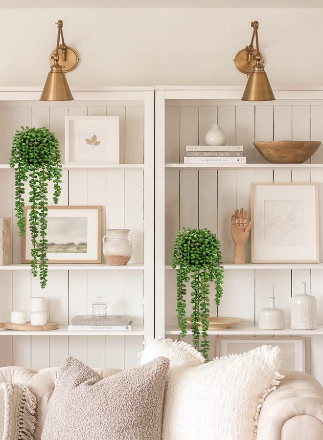 GnFlus Artificial Hanging Plants 2PCS Fake Hanging Plant 21" Long String of Pearls Plants in Black Ceramic Faux Hanging Plant Artificial Decor Home Bedroom Shower Wall Table Shelf - Image 4