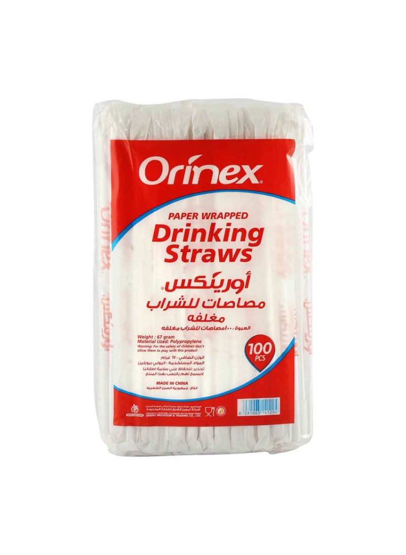 Orinex paper wrapped drinking straws 100 pieces