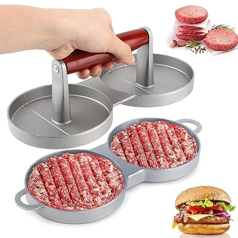 GROPOTIT Hamburger Mold Veg Nonveg Hamburger Patty Maker Burger Tikki Maker Pressing Mold for Kitchen Double Hole Hamburger Burger Press Patty Maker Burger Meat Press Beef Patty Maker - Image 5
