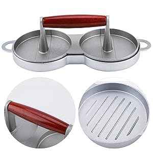 GROPOTIT Hamburger Mold Veg Nonveg Hamburger Patty Maker Burger Tikki Maker Pressing Mold for Kitchen Double Hole Hamburger Burger Press Patty Maker Burger Meat Press Beef Patty Maker - Image 2