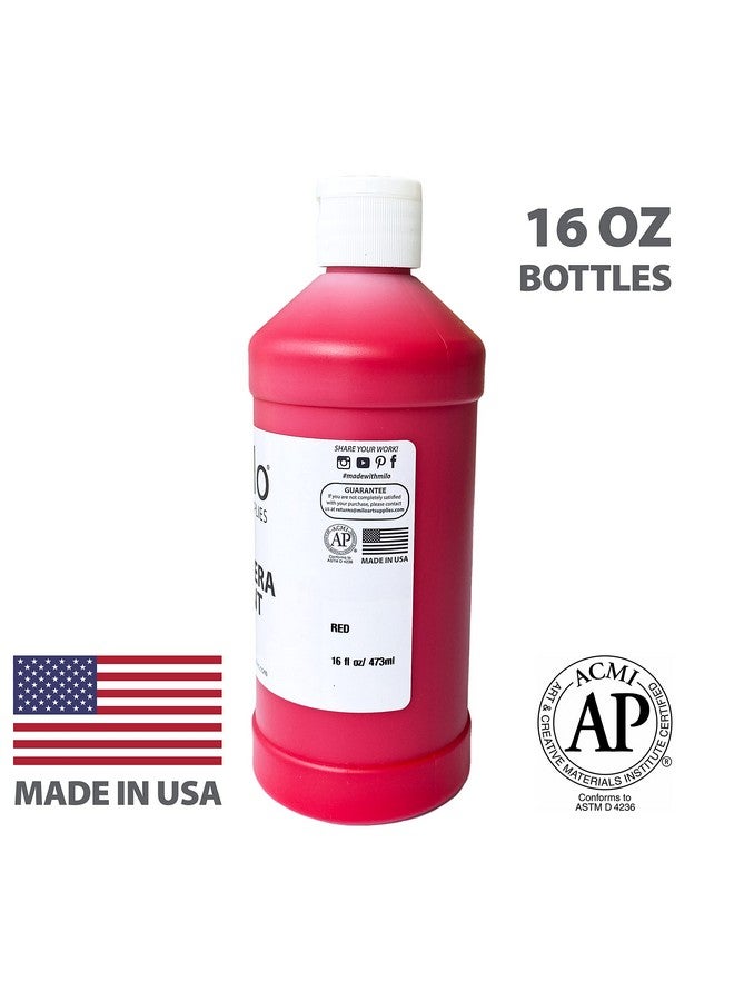 milo Tempera Paint Set of 8 Colors | 16 oz Bottles | Made in the USA | Washable and Non-Toxic Art & Craft Poster Primary Finger Paints for Artists, Kids, & Hobby Painters - Image 3