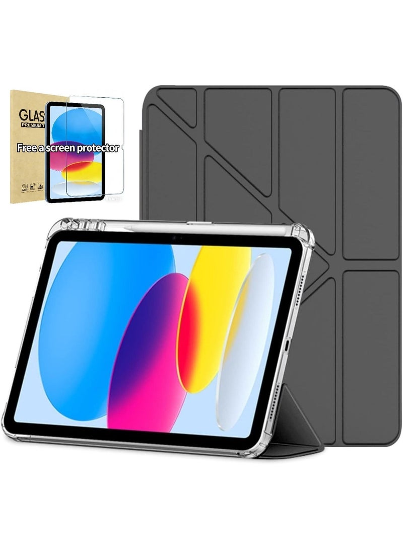 حافظة ثنائية النماذج لـ iPad الجيل الحادي عشر 2025 11 بوصة والجيل العاشر 2022 10.9 بوصة - غطاء شفاف رفيع بمنصة ومحمل قلم + حماية شاشة مجانية - Image 1