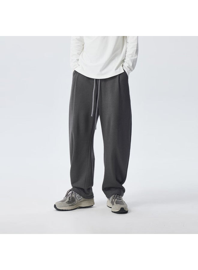 Chinism Casual Pants, American-style Curved Knife Pants, Straight-leg Trendy Fashion Sweatpants, Sports Pants, Loose-fitting Trousers, Slimming Effect, Draping Long Pants - Image 1