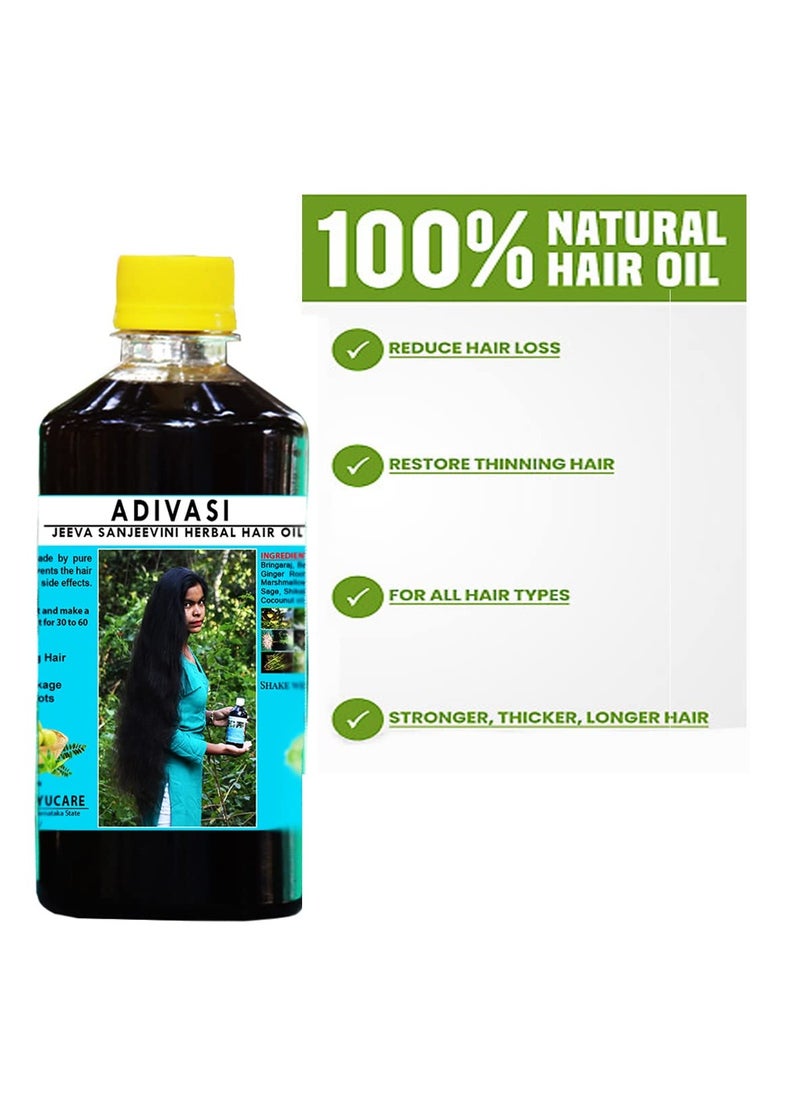 Adivasi Neelambari Jeeva Sanjeevini Hair Oil made by Pure Adivasi Ayurvedic Herbs 500 ml (Pack of 1)  - Image 3