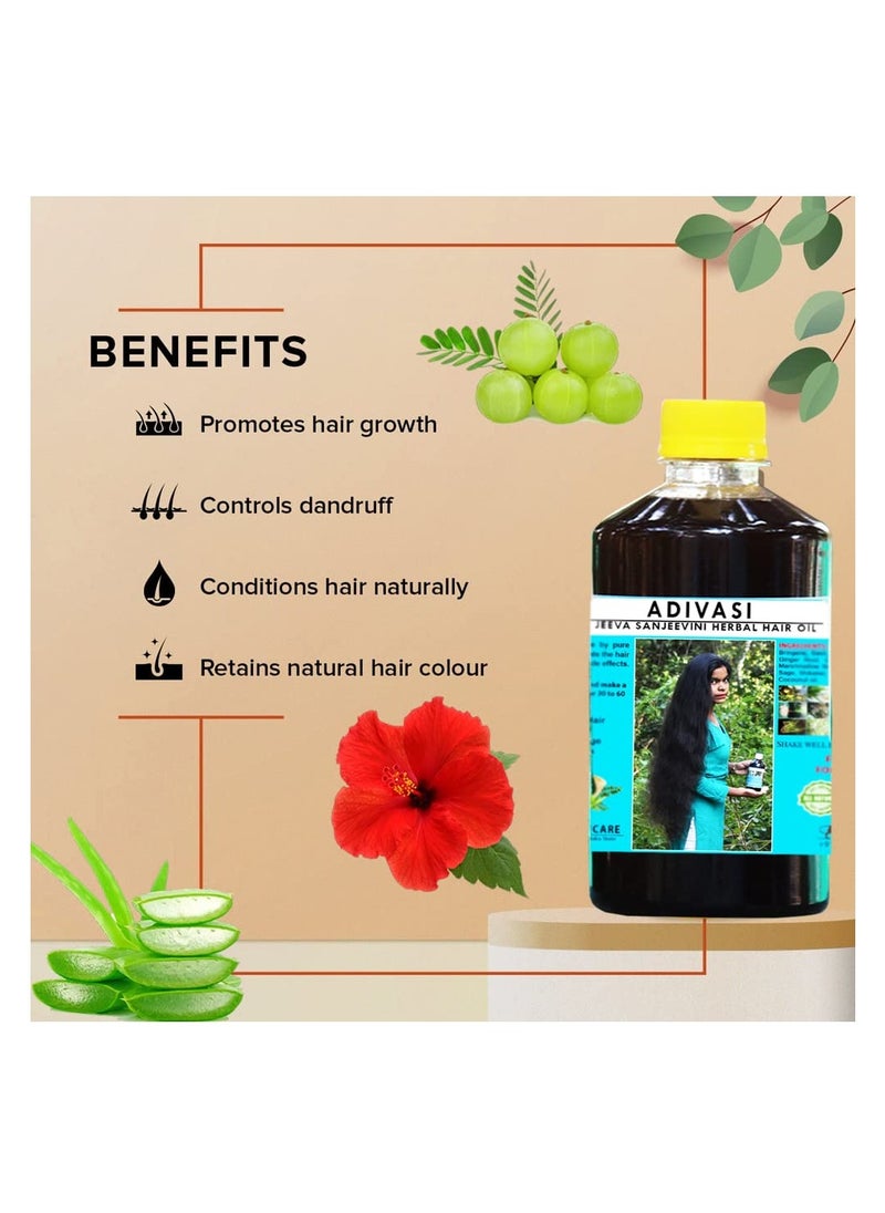 Adivasi Neelambari Jeeva Sanjeevini Hair Oil made by Pure Adivasi Ayurvedic Herbs 500 ml (Pack of 1)  - Image 4
