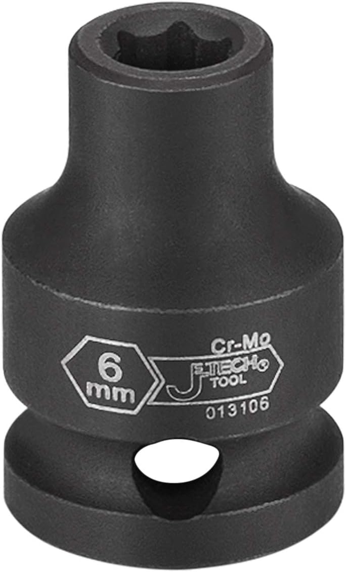 Jetech 3/8 Inch Drive 6mm Standard Impact Socket, Made with Chrome Molybdenum Alloy Steel, Heat Treated, 6-Point Design, Metric - Image 2